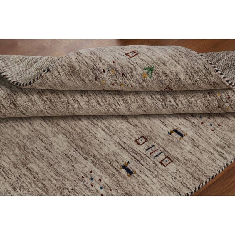 Hand Knotted Oriental 100% Wool Carpet Tribal Animal Pictorial Beige & Ivories Gabbeh Area Rug - 5' 9'' X 4' 0''