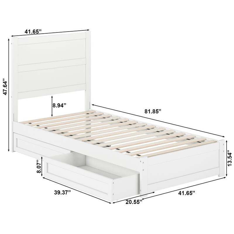 Aveline Wood Platform Bed with Matching Footboard & Storage Drawers