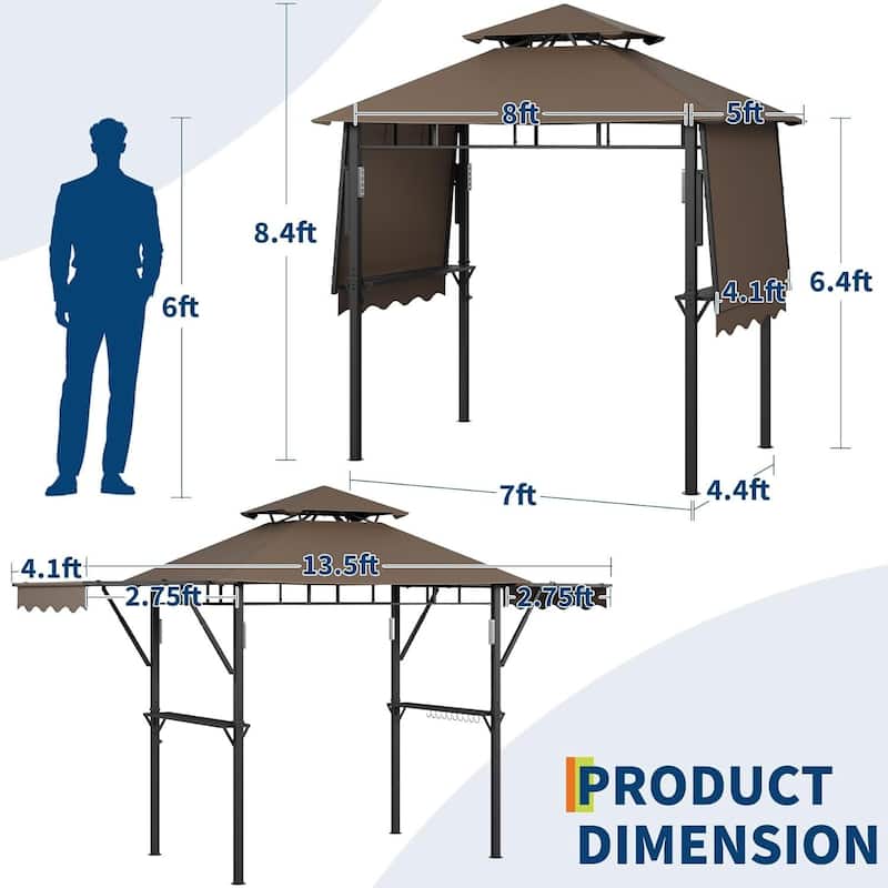 Durable BBQ Grill Gazebo, Weather-Resistant Canopy Shelter for Patio & Backyard - N/A