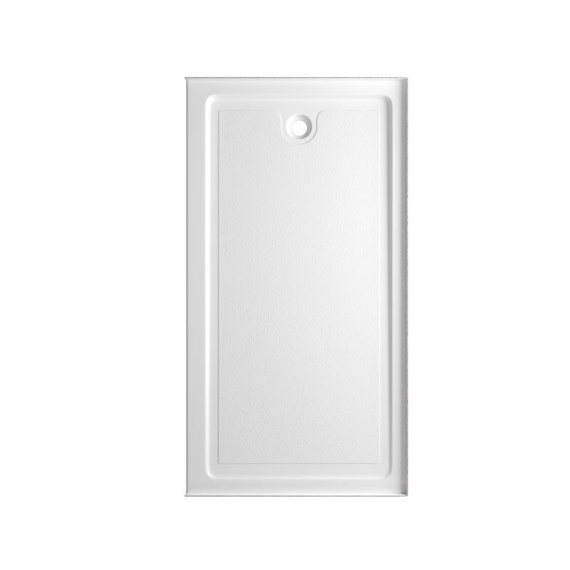 Slip-resistant Acrylic ShowerPan with Raised Edges 60-in Long x 30-in Wide Left White