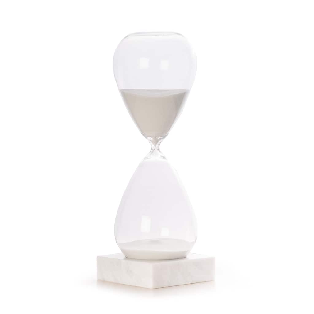 90 Minute Crystal Sand Timer with White Sand and Marble Base