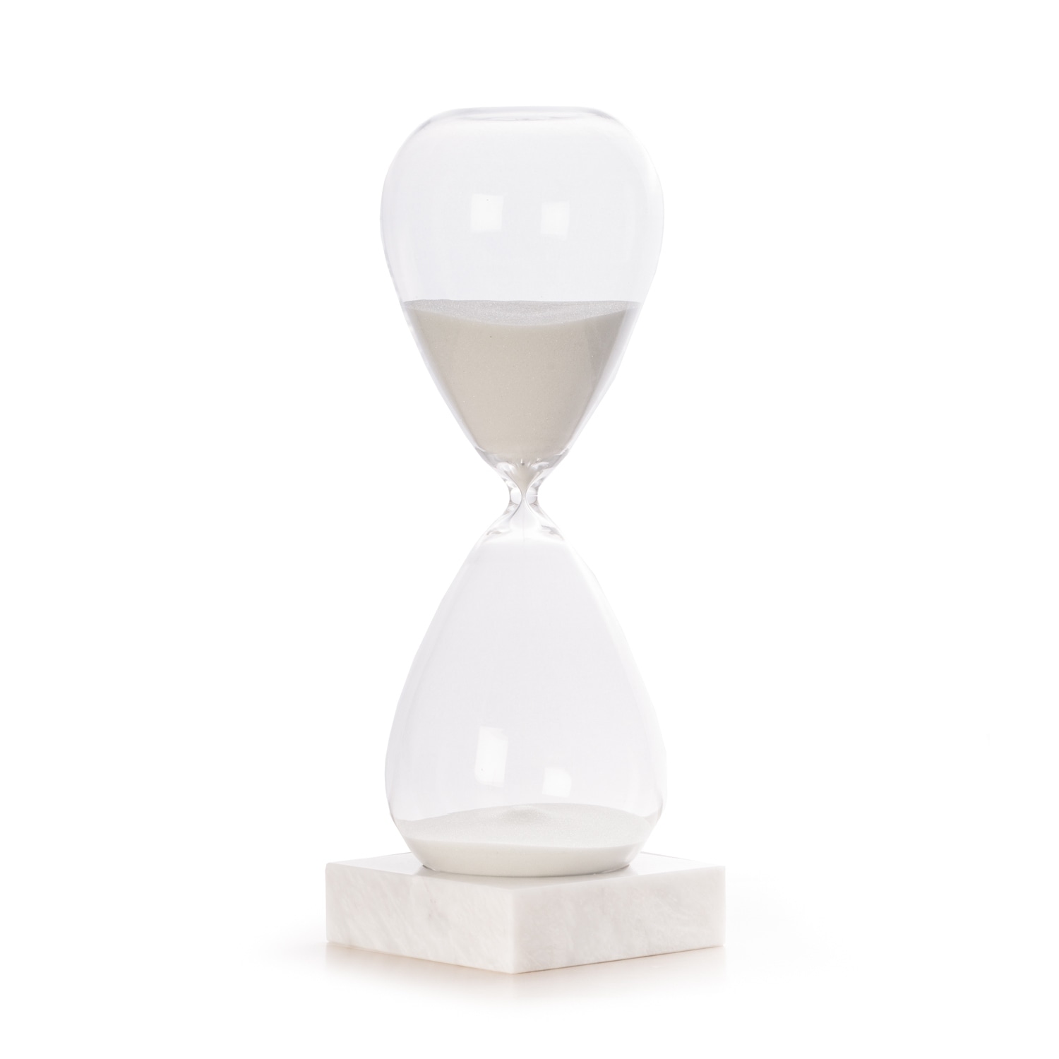 90 Minute Crystal Sand Timer with White Sand and Marble Base