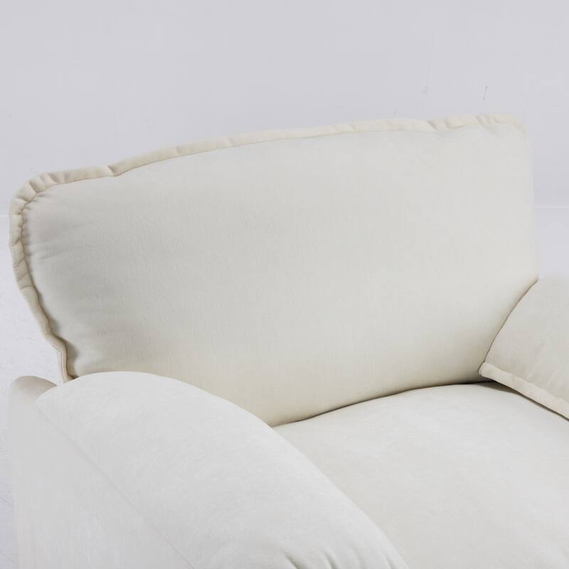 Oversized Chenille Bean Bag Chair, High Back Reading Armchair, Comfy Fluffy Sofa Chair with Cushions & Wide Seat