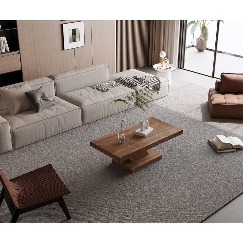 47" Modern Cross Leg Coffee Table, Sturdy X-Shape Design, Solid Wood Veneer, Large Living Room Center Table