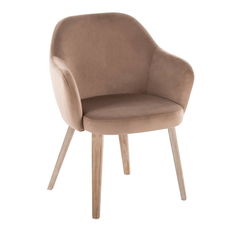 Porch & Den Beckett Dining Chair with Bent Wood Legs (Set of 2) - Brown Velvet/Whitewashed Wood