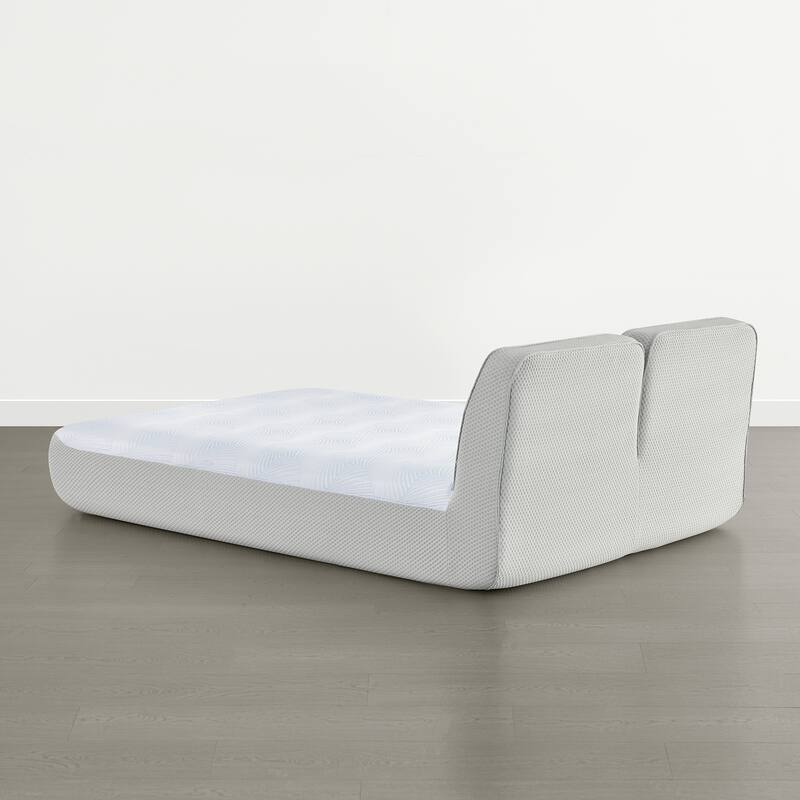 Spruce & Spring Modern All-in-One Queen Upholstered Bed, No-Assembly Foam Bed for Small Spaces