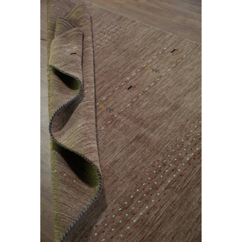 Hand Knotted Oriental 100% Wool Carpet Tribal Animal Pictorial Brown Gabbeh Area Rug - 7' 10'' X 5' 1''