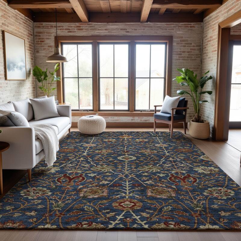 Premium Washable Super Soft Traditional Persian Mayfield Rug - Navy - 3' x 5'