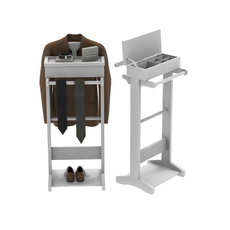 Portable Garment Rack, Clothes Valet Stand with Storage Organizer for Bedroom, Living room, Door Entrance