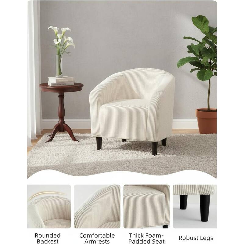 Corduroy Club Chair,with Soft Cushion