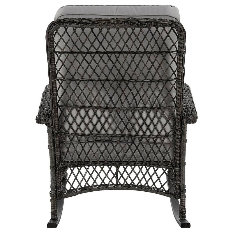 Manhattan Comfort Furttuo Steel Rattan Outdoor Rocking Chair with Cushions