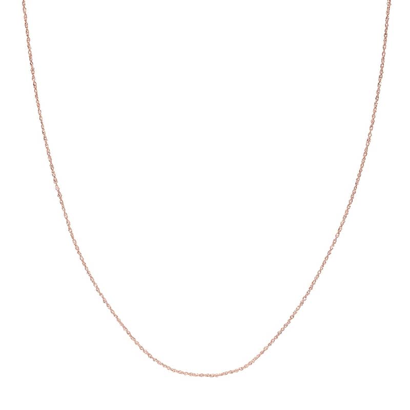 Curata 14k Rose Gold 0.85mm Diamond Singapore Chain Necklace (Lobster)