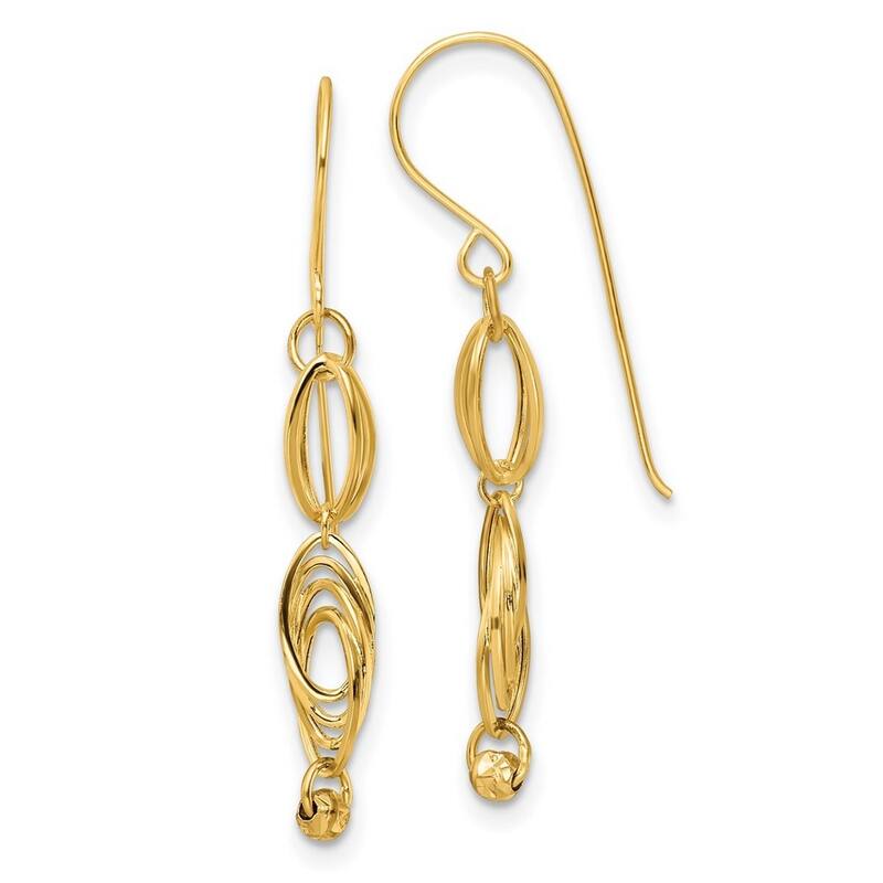 Curata 14k Yellow Gold 36.8x5mm Oval Link Dangle Earrings
