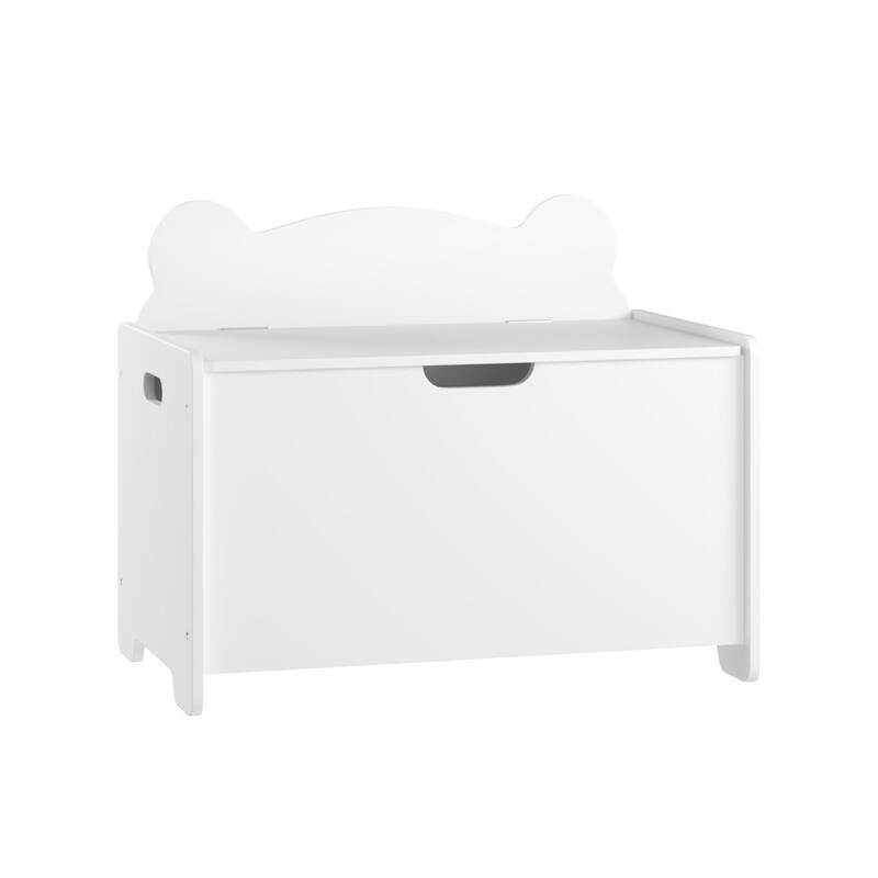 Kids Toy Box, Children Wooden Organizer Storage Chest with Safety Hinged Lid for Ages 2+ (White)