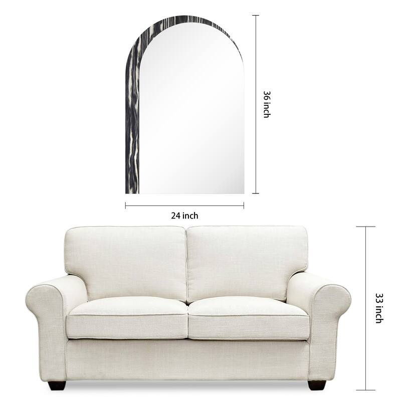 Arched Elegance Wall Mirror, 36"x24" Arched Mirror Featuring an Exotica Stained Veneer Frame - 36"x 24"x0.6"