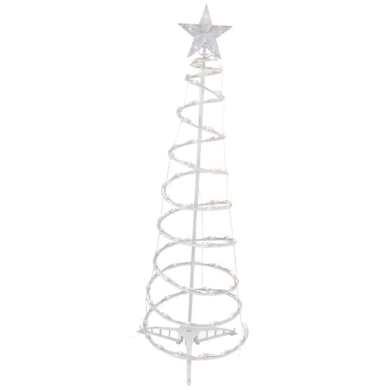 4ft Lighted Spiral Cone Tree Outdoor Christmas Decoration Clear Lights - 4'