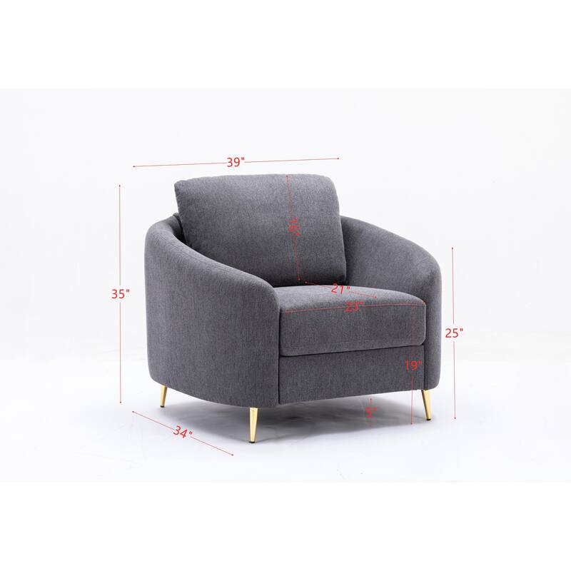 Gray 39" Linen Upholstered Accent Chair