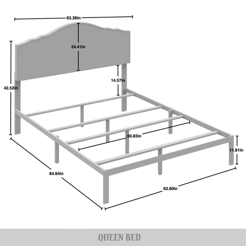 CraftPorch Traditional Upholstered Bed with Nightstand and Bench 3-pieces Bedroom Set