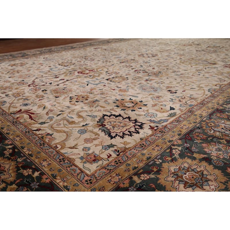 All-Over Large Agra Indian Area Rug Handmade Wool Carpet - 12'5" x 17'8"
