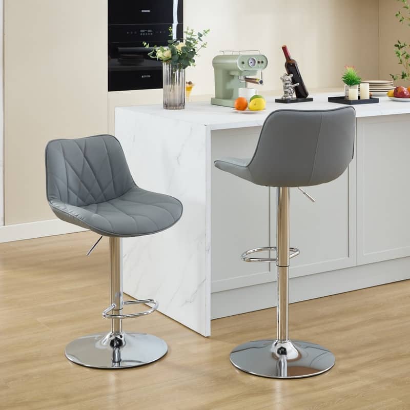 Adjustable Swivel Bar Stools Height Island Chairs with Back Set of 2