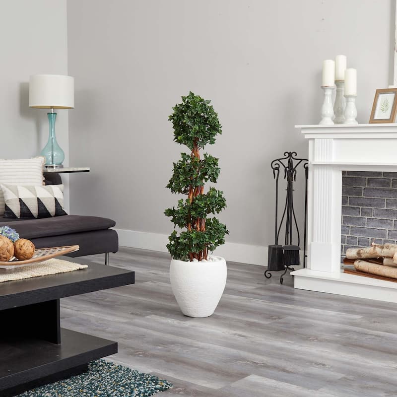 Artificial Topiary Tree with Planter - 4ft Indoor Outdoor Decorative Plant - Green - 41-50 Inches