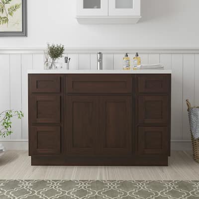 Vanity Art 48" Oak Freestanding Bathroom Vanity Cabinet without Top