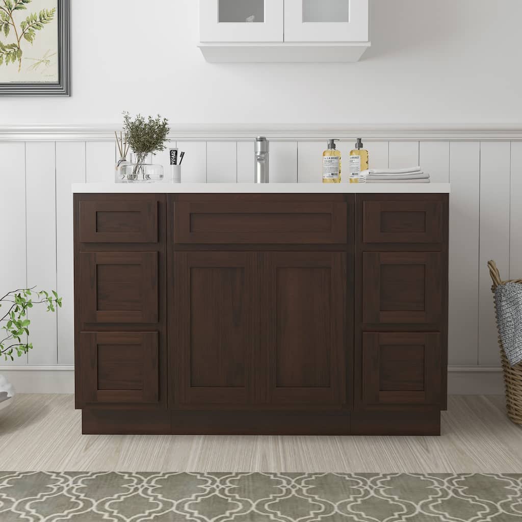 Vanity Art 48" Oak Freestanding Bathroom Vanity Cabinet without Top