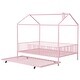preview thumbnail 9 of 26, Full Size House Bed with Semi-enclosed Fence and Twin Size Trundle