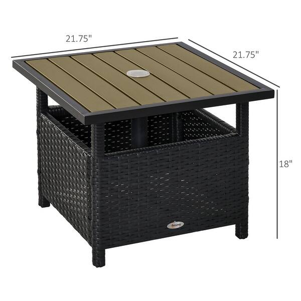Outsunny Rattan Wicker Outdoor Accent Table with Umbrella Insert On Sale Bed Bath & Beyond