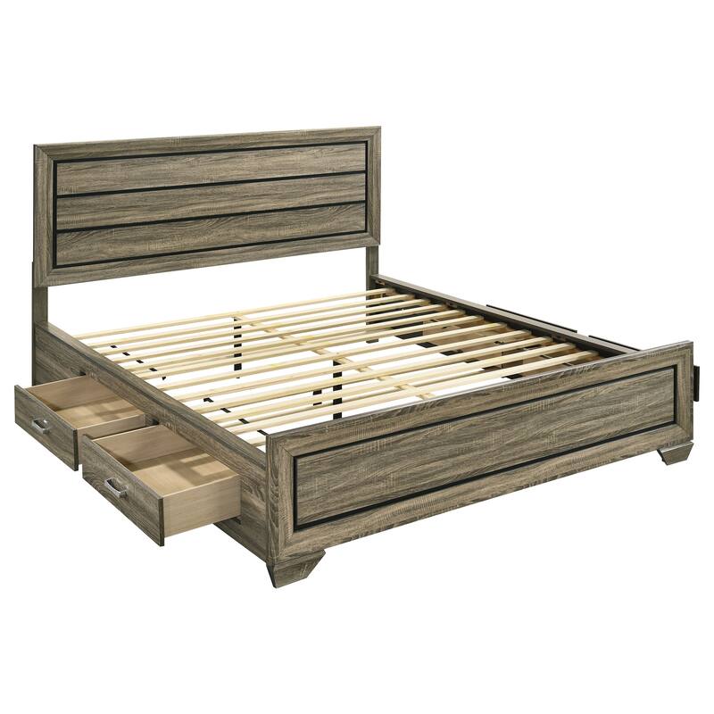 Kauffman Transitional Wood Storage Panel Bed - Washed Taupe (California King) - California King