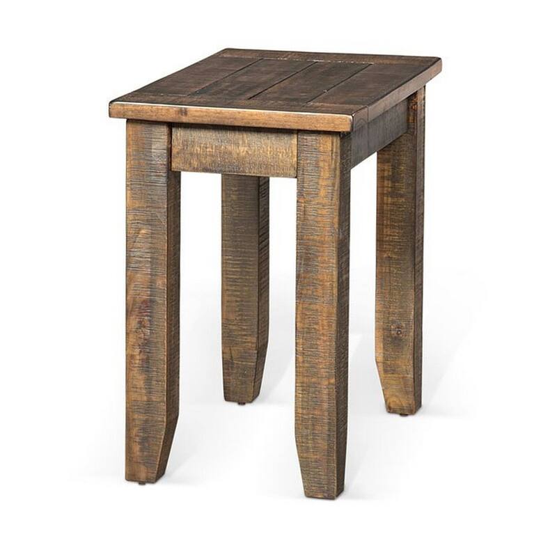 22 in. Mahogany Rectangle Wood End Table, Sturdy Build End Side Table for Living Rooms
