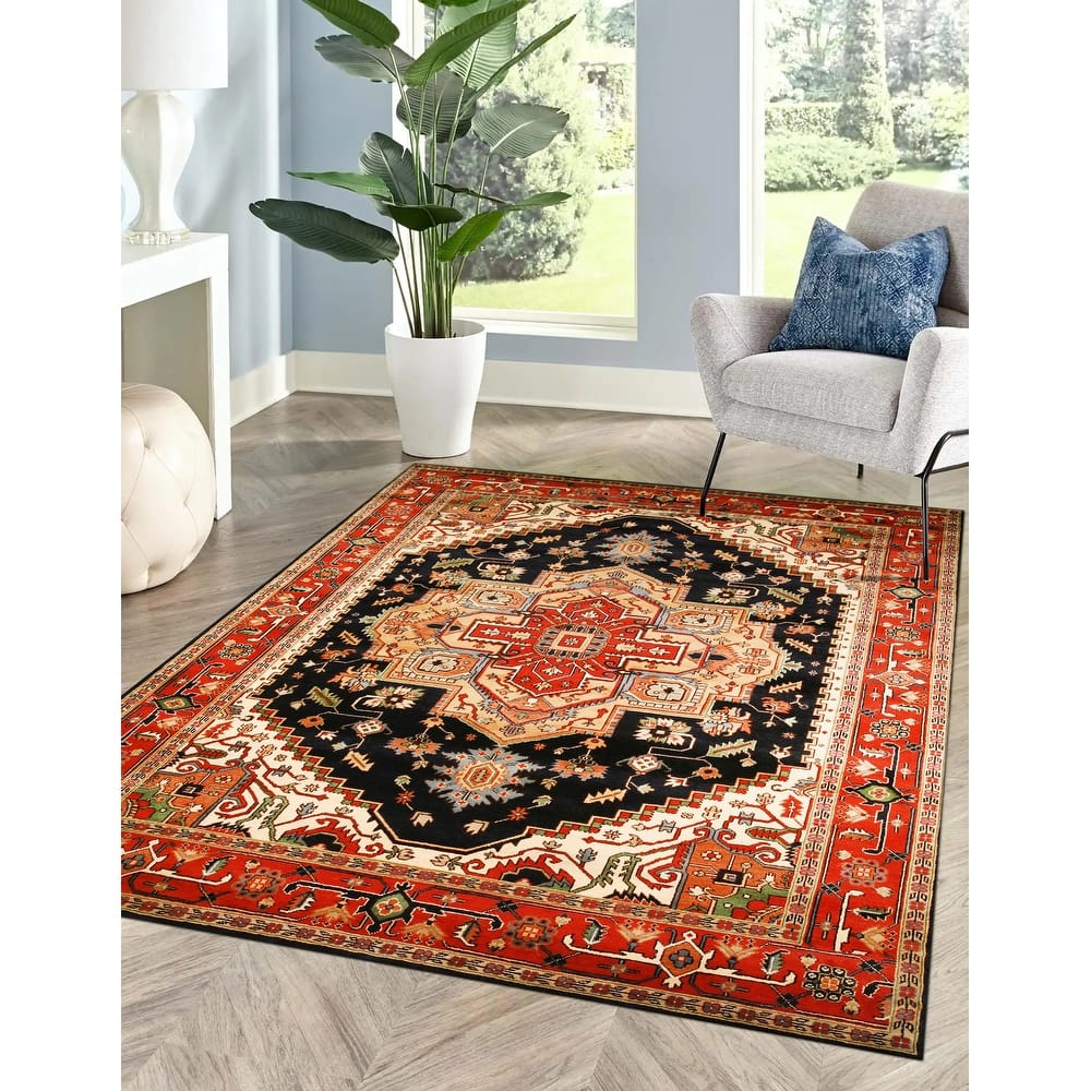 Hand-knotted Wool Navy Traditional Oriental Serapi Area Rug