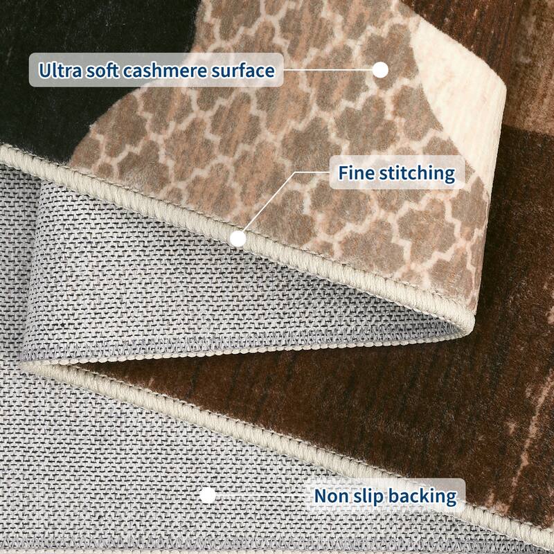 Area Rug Modern Abstract Rugs for Living Room Geometric Non-Slip Backing Low Pile Floor Carpet