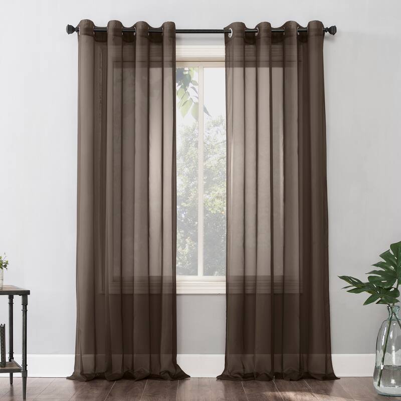 No. 918 Emily Voile Sheer Grommet Curtain Panel- Single Panel - 59x63 - Sable