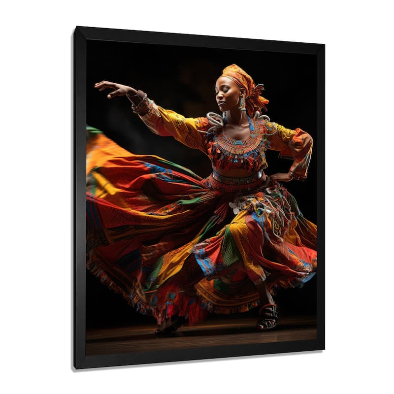 Designart "African Tribal Dance V" African American Art Framed Wall Decor