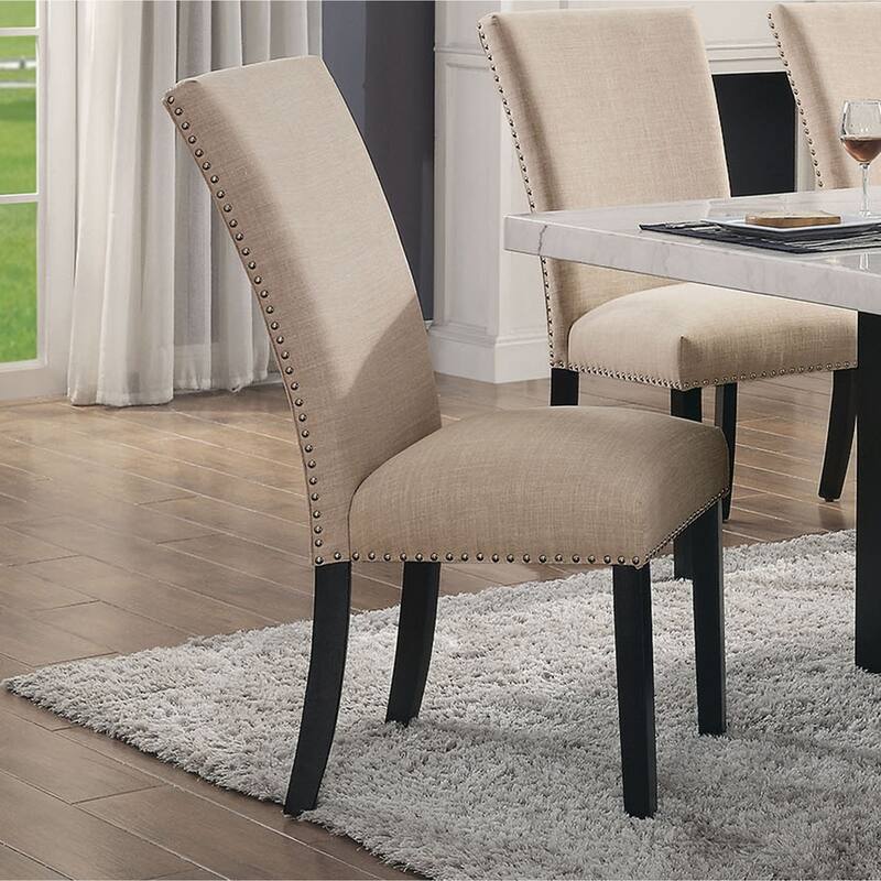 Furniture of America Cots Modern Nailhead Dining Side Chairs (Set of 2) - Beige
