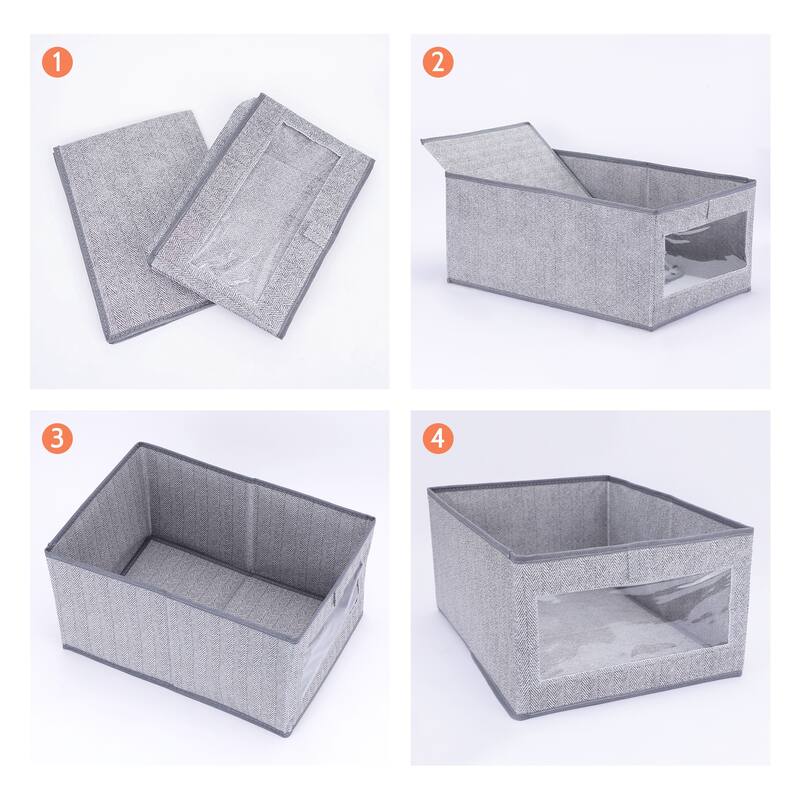 Storage Cube, Storage Bin with Handles for Shelves Closet, 1 Pack Foldable Storage Basket for Organizing Clothes - Grey