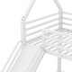 preview thumbnail 10 of 9, Twin Over Twin Heavy Steel Low Bunk Bed with Ladder & Slide, Space-Saving House Shaped Bunk Bed Frame for Kids Boys Girls, White