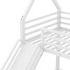 preview thumbnail 10 of 20, Twin over Twin Metal House Bunk Kids Bed with Built-in Convertible Ladder,Guardrailand Slide