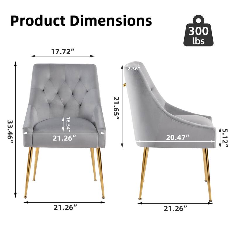 XINMICS Mid-Century Modern Velvet Dining Chair, Upholstered Parsons Chair, Set of 2