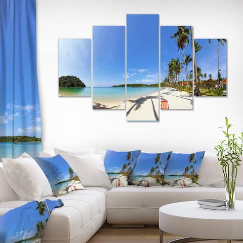 Designart 'Tropical beach panorama' Landscapes Sea & Shore Photographic on Wrapped Canvas set