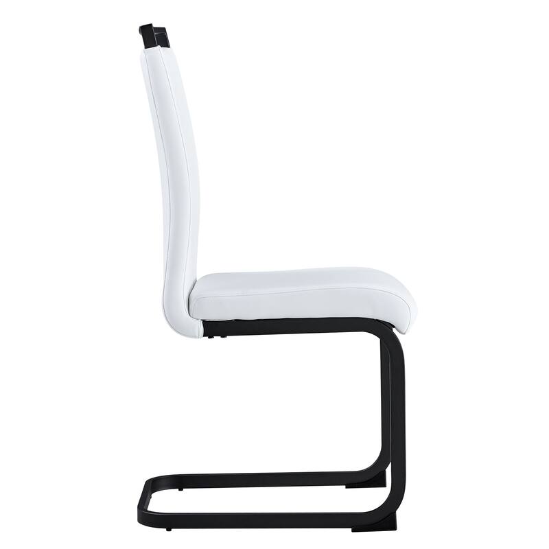 Dining Chair, PU Faux Leather High Back Upholstered Side Chair with C-shaped Tube Coating Metal Legs