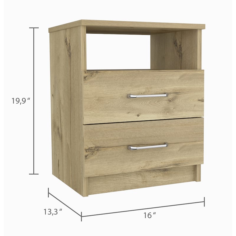 Rectangle Nightstand with 2-Drawer 1-Shelf