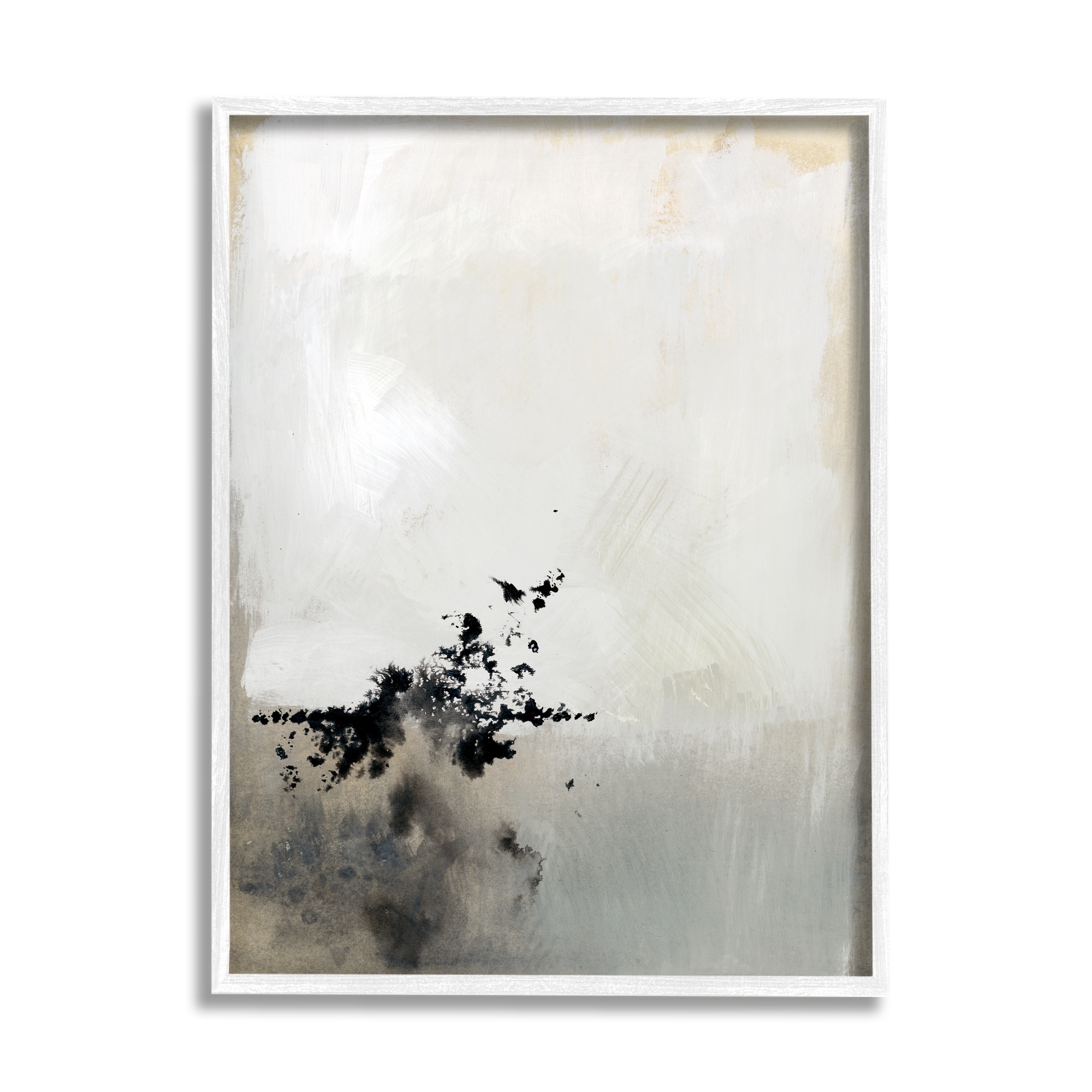 Stupell Minimal Neutral Abstract Painting Black Splatter Framed Wall Art - Grey