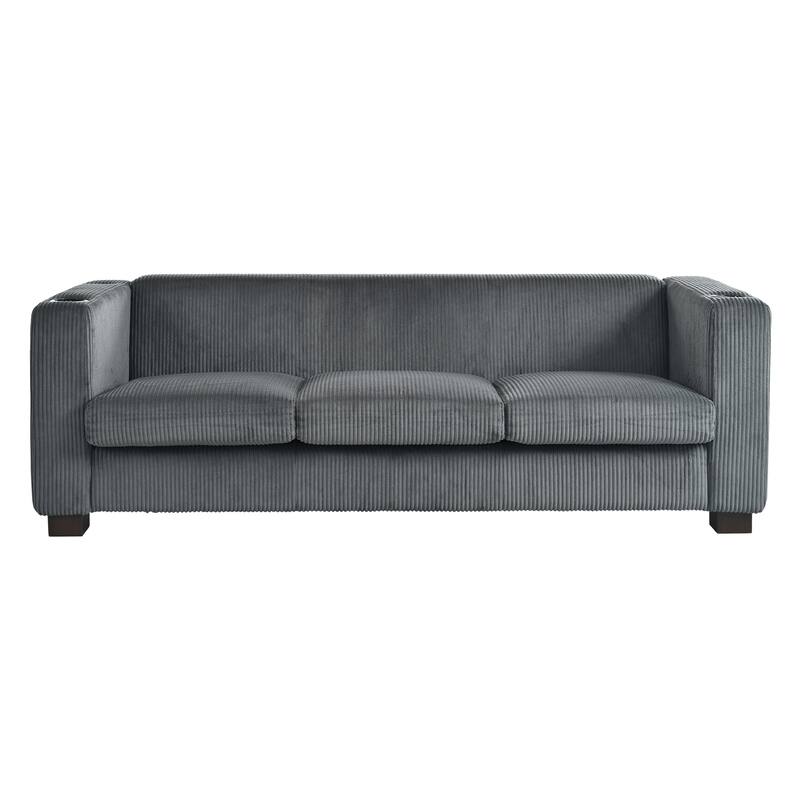 3 Seater Gray Solid Wood Sofa with Contemporary Design