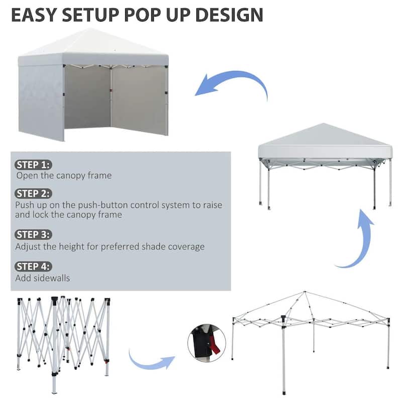 10'x10' Pop Up Canopy Tent with 3 Sidewalls,Leg Weight Bags,Carry Bag