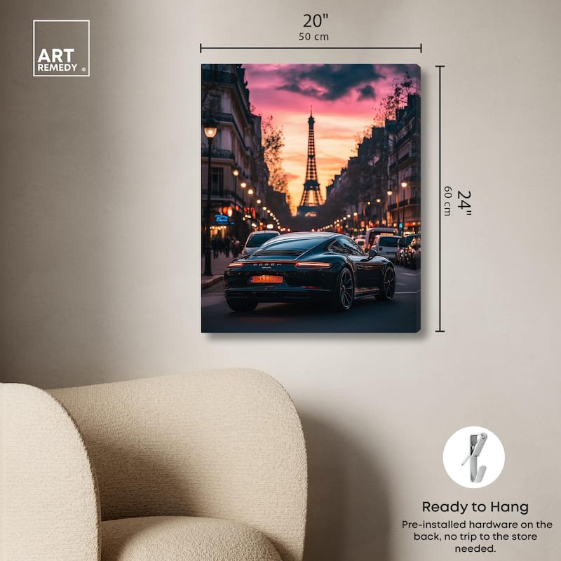 Parisian Porsche Twilight I Canvas by Art Remedy, Gallery Wrapped