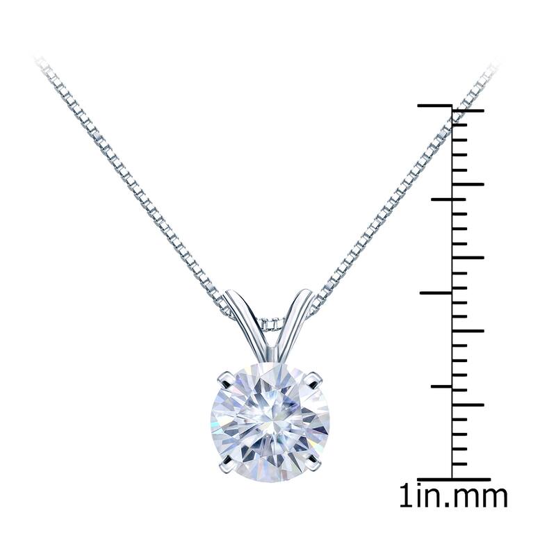 Auriya 14KT Gold 1 1/2ctw Round Solitaire Moissanite Necklace - 7.4 mm - 7.4 mm