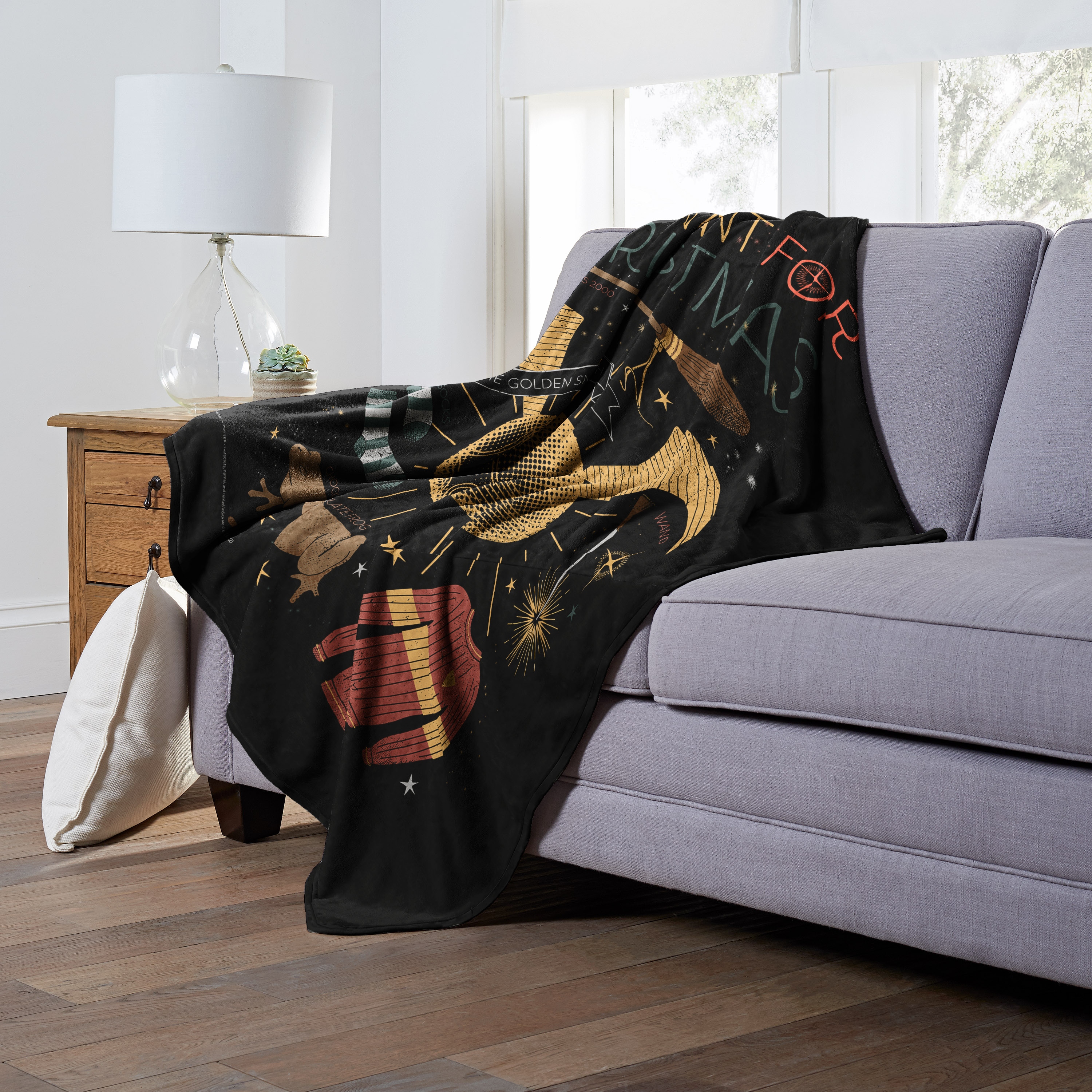 Warner Brothers Harry Potter All I Want For Christmas Silk Touch Throw Blanket 50x60 Black