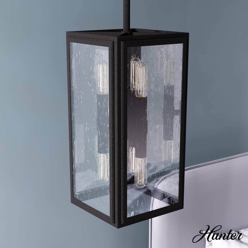 Hunter Felippe 6-Light Pendant w/Clear Seeded Glass, Modern Farmhouse, Industrial - Island, Dining, Entry, Bedroom, Hallway - Natural Iron